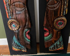 Witco W-40 Pair Mayan Hand-carved Wood Original Art Decor