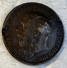 1918 Mint Error Great Britain One 1 Penny Coin Die Breaks   Lamination Errors