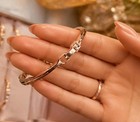 Set Of 2 Gold-tone Crystal Fashion Bracelets     Elegant Rhinestone Cuff   