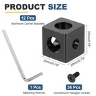 Black Aluminum Extrusion Profile Connector Set  2020 Series Corner Bracket