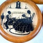 Vintage Round Silhouette Wall Plaques Set Of 3 Wood Frames Victorian Scenes
