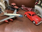 Vintage Toy Airplane Truck Fire Truck Silk Hubley Girard Tin Old Lot Car Press
