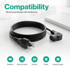 Lot Of 1-100 Universal 5ft Right Angle Power Cord Iec C13 Nema 5-15p Tv Pc Cable