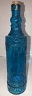 Holiday Xmas Glass Decorating Bottle 12 25    Tall Aqua W Cork   Raised Design New
