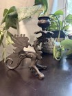 Cast Iron Gothic Black Dragon Griffin Gargoyle Candle Stick Holder Vintage