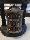 Vintage Tibetan Buddhist Wall Prayer Wheel Turquoise Coral Mantra Om Ex Con 