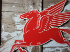 Vintage Mobil Porcelain Sign Rare Old Gas Station Oil Pegasus Peggy Horse 1953