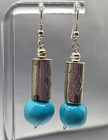 Vintage Navajo Native American Sterling Silver Turquoise Pierced Earrings