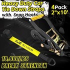 Car Tie Down Straps Pack Of 4 2 X 10 Snap- Td Trailers Lasso Style Tire Ratchet