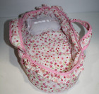 Small World Toys Baby Doll Travel Bed Soft 12  Bassinet Pink Floral Moses Basket