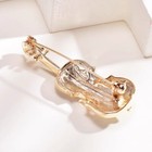 Elegant Metal Rhinestone Violin Brooch     Silver gold rose Gold Tone Pin