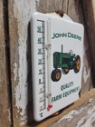 Vintage John Deere Sign Old Porcelain Sign Thermometer Farm Tractor Advertising 