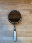 Vintage Art Nouveau Handheld Brass Vanity Mirror W decorative Back