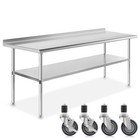Stainless Steel 30  X 72  Nsf Kitchen Restaurant Prep Table W Backsplash Casters