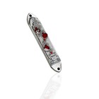 Pewter Enameled Pomegranate Blue Red Stones - Mezuzah  3 5 Inches With Scroll 