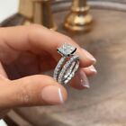 2 50 Ct Princess Cut Moissanite Bridal Set Engagement Ring Solid 14k White Gold