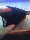 Coach Purple Hologram Crossgrain Leather Mini Skinny Card Case W keychain Wallet