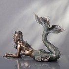 Mermaid Lying Down Cold Cast Bronze Figurine Sculpture Collectible Decorative