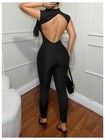 Women s Cowl Neck Bodycon Jumpsuit Sexy Backless Sleeveless One Piece Romper    