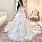 Lace Applique Exquisite Ball Gown Wedding Dress Sweetheart Off Shoulder Backless
