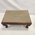 Vintage 80s The Bombay Company Foot Stool Queen Ann Style Beige Brown Black