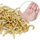 100 Pcs Gold Cup Hooks 1 2  Ceiling Screw Hooks Self Tapping Hanging Hooks