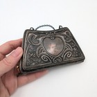 Antique Unger Brothers Sterling Silver Art Nouveau Coin Purse Heart Floral