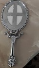 Silver Tone Ornate Handheld Vanity Mirror Victorian Style Oval Makeup Mirror