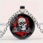 Cool Gothic Skull Print Round Pendant Necklace