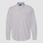  90 Tommy Hilfiger Men s Classic-fit Gray Long Sleeve Plaid Shirt Size Large