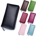 Womens Credit Card Holder Wallet Zip-around Leather Card Case Rfid Blocking