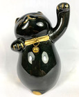 Maneki Neko Beckoning Black Cat Made In Japan Good Luck   Happiness Porcelain