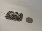 Vintage Art Deco Style Marcasite Rhinestone Filigree Silver Tone Brooch Pin