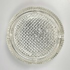 Vintage Heavy Clear Glass Ashtray 7 Inch Waffle Geometric Pattern Mcm