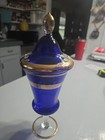 Bohemian Cobalt Blue Glass Covered Vase Or Urn