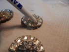 Vtg 1930s Two Rhinestone Large 11 2 Inch Buttons  No Maker Name Silver Tone