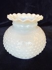 Vintage White Milk Glass Hobnail Ruffled Top Globe Shade   Chimney 7    Fitter