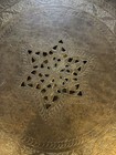 Antique Asian Brass Round Tray Table Wall Art Etched Pierced Ornate Wall Hanging