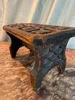 Antique Victorian Carved Gothic Revival Petite Stool Footstool Bench C  1800 s