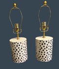 Set Of 2 Kate Spade Confetti Gold Polkadot Table Lamps Ceramic White