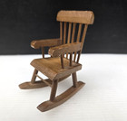 Vintage Dollhouse Miniature Wooden Spindle Back Rocking Chair Nursery Furniture