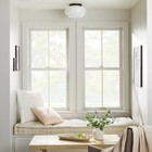 Milk Glass Flush Mount Celling Light Black Finish - Hearth   Hand