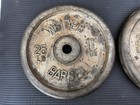 Vintage Weider Barbell 25lb Standard 1    Cast Iron Pair Gold Weight Plates Rare