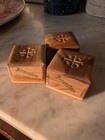 Olive Wood Box Vintage Lot Of 3 Rosary Jerusalem Trinket Jewelry Ring Christian 