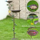 Metal Bird Bath With Feeder 44 Inch Cast Iron Pedestal Outdoor Garden Yard Patio
