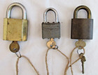 Vintage Padlocks Tiger Brass  Ilco  Corbin Brass All With Keys Lot Of 3