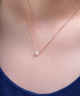 14k Solid Gold Natural Diamond Halo Necklace Dainty Minimal Pendant Gift For Her