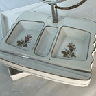 Vintage Porcelain Floral Vanity With 2 Sided Mirror