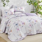  3 Pieces Quilt Set Queen Size Floral Botanical Plants Queen 96   90   Purple