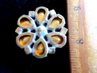 Outstanding Czech Vintage Style Glass Rhinestone Button Emerald Green   Yellow